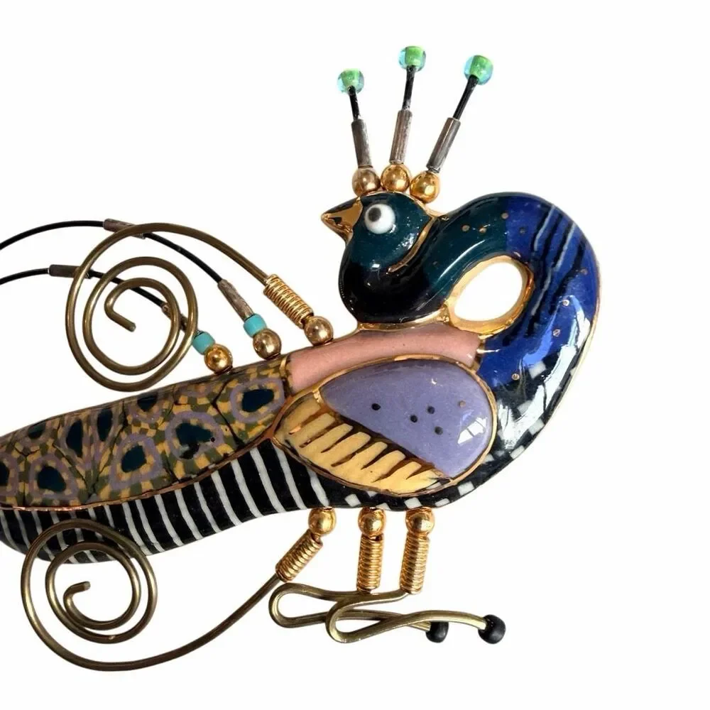 Jewelry 10 Whimsical Peacock Porcelain Art Brooch